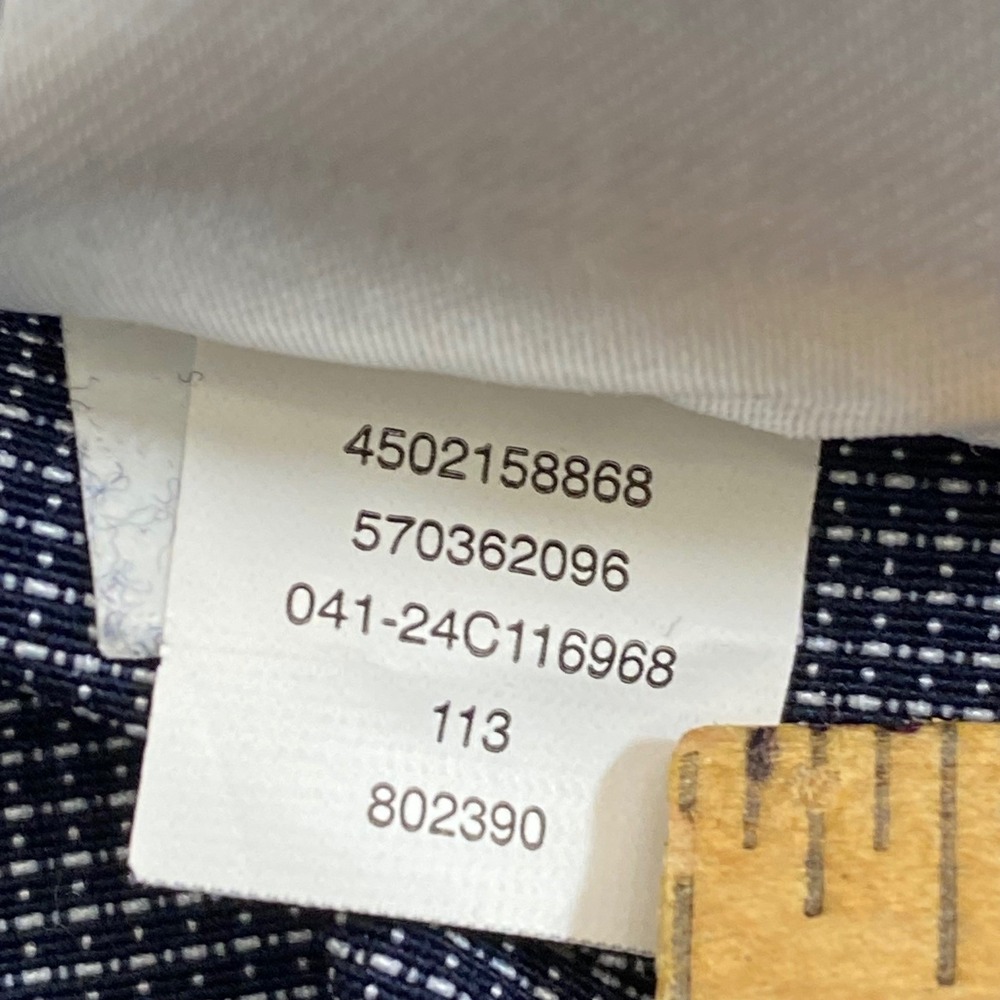 Chico's Pull On Tapered Pants Women 3R 16R Navy Blue Micro Check Stretch Career - Picture 11 of 14